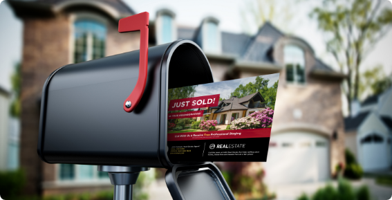 automated direct mail postcard in mailbox