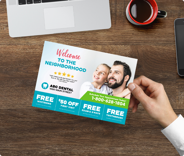 new mover postcard in hand