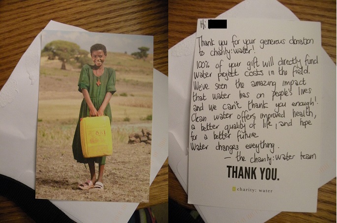 charity handwritten thank you note